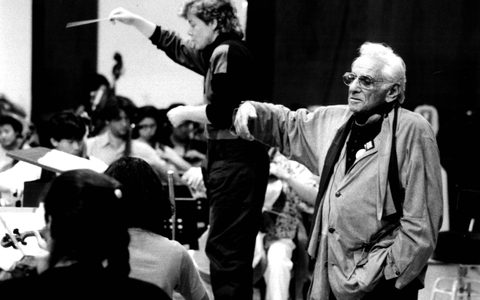 Bernstein and Marin Alsop at the Pacific Music Festival, 1990