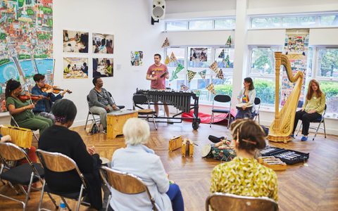 A group activity with musical instruments