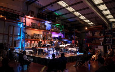 The LSO Percussion Ensemble at our Tottenham warehouse