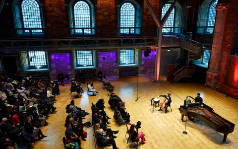 Birds eye view of an audience at LSO St Luke's