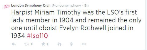 A screenshot of an LSO tweet celebrating our 110th anniversary