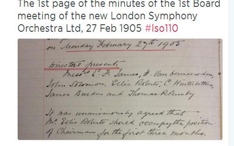 A screenshot of an LSO tweet celebrating our 110th anniversary