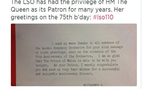 A screenshot of an LSO tweet celebrating our 110th anniversary