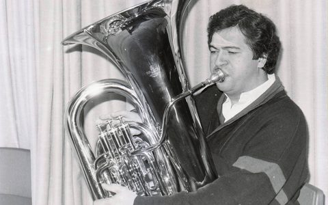 patrick playing the tuba