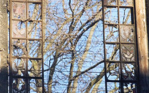 A broken window, before restoration