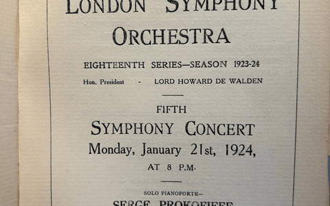 LSO Programme Notes Prokofiev 21 January 1924